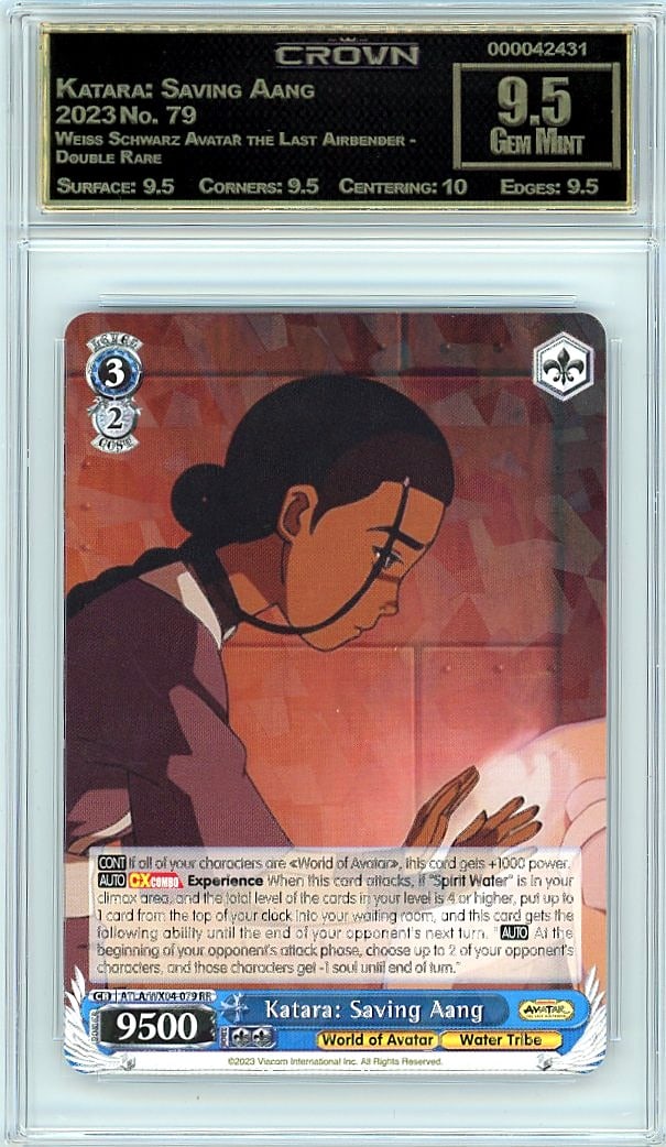 2023 Katara: Saving Aang Weiss Schwarz Avatar the: Graded by Crown Grading. Grade: 9.50. Gem Mint