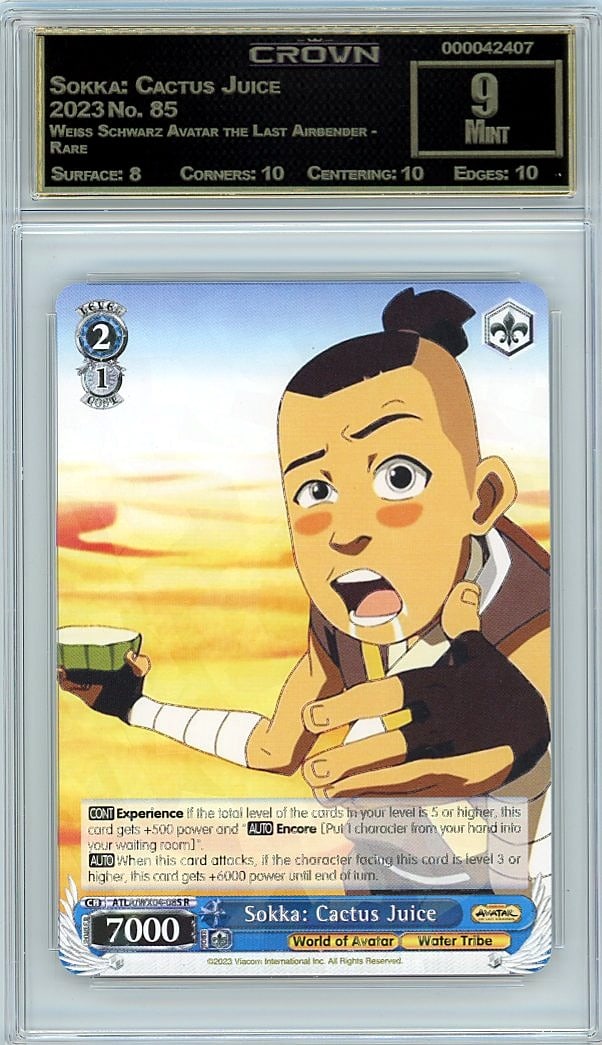 2023 Sokka: Cactus Juice Weiss Schwarz Avatar the: Graded by Crown Grading. Grade: 9.00. Mint