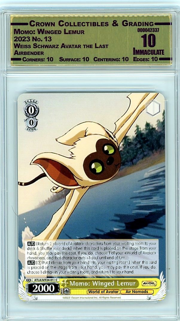 2023 Momo: Winged Lemur Weiss Schwarz Avatar the: Graded by Crown Grading. Grade: 10.00. Immaculate