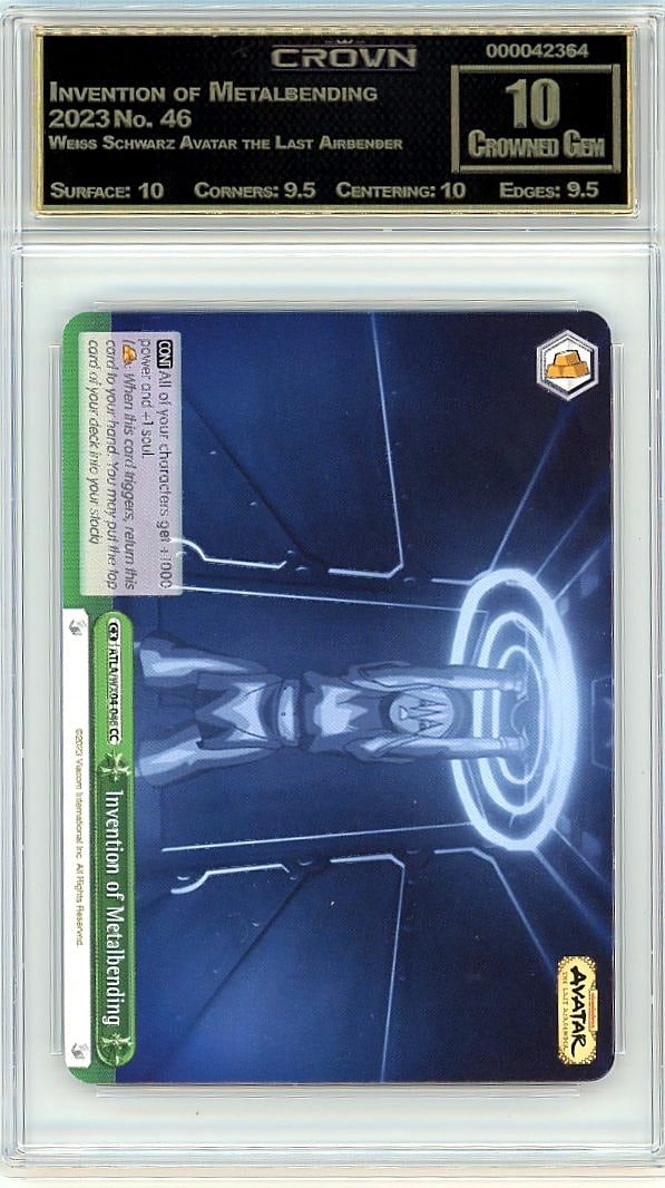 2023 Invention of Metalbending Weiss Schwarz Avat: Graded by Crown Grading. Grade: 10.00. Crowned Gem