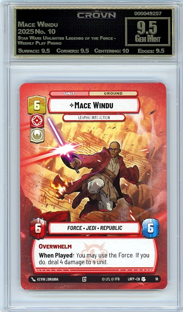 2025 Mace Windu Star Wars Unlimited Legends of th: Graded by Crown Grading. Grade: 9.50. Gem Mint
