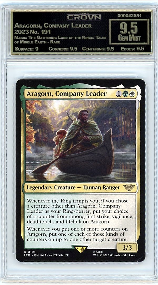 2023 Aragorn, Company Leader Magic: The Gathering: Graded by Crown Grading. Grade: 9.50. Gem Mint