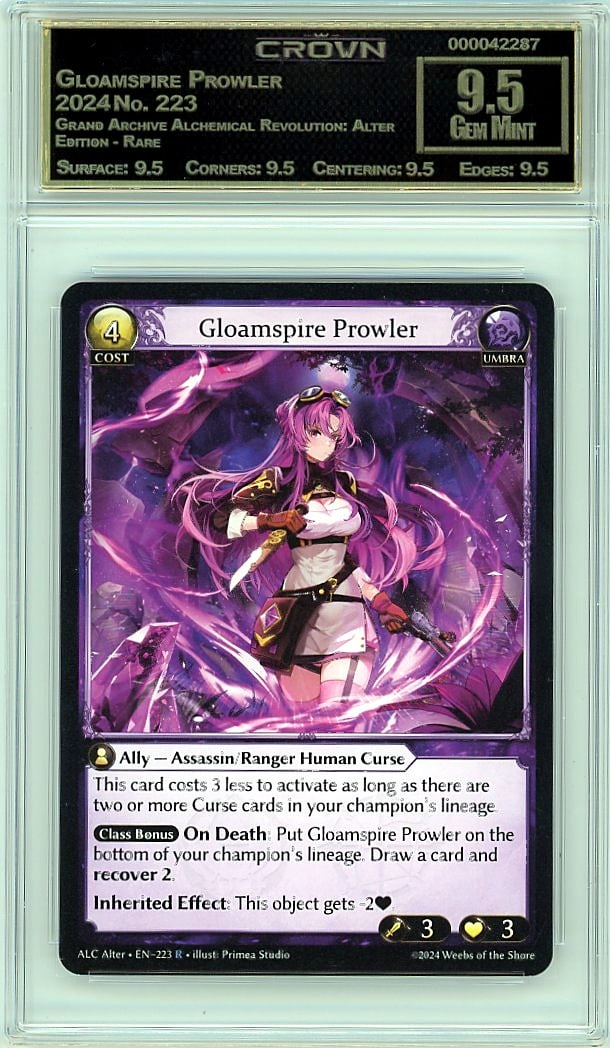 2024 Gloamspire Prowler Grand Archive Alchemical: Graded by Crown Grading. Grade: 9.50. Gem Mint