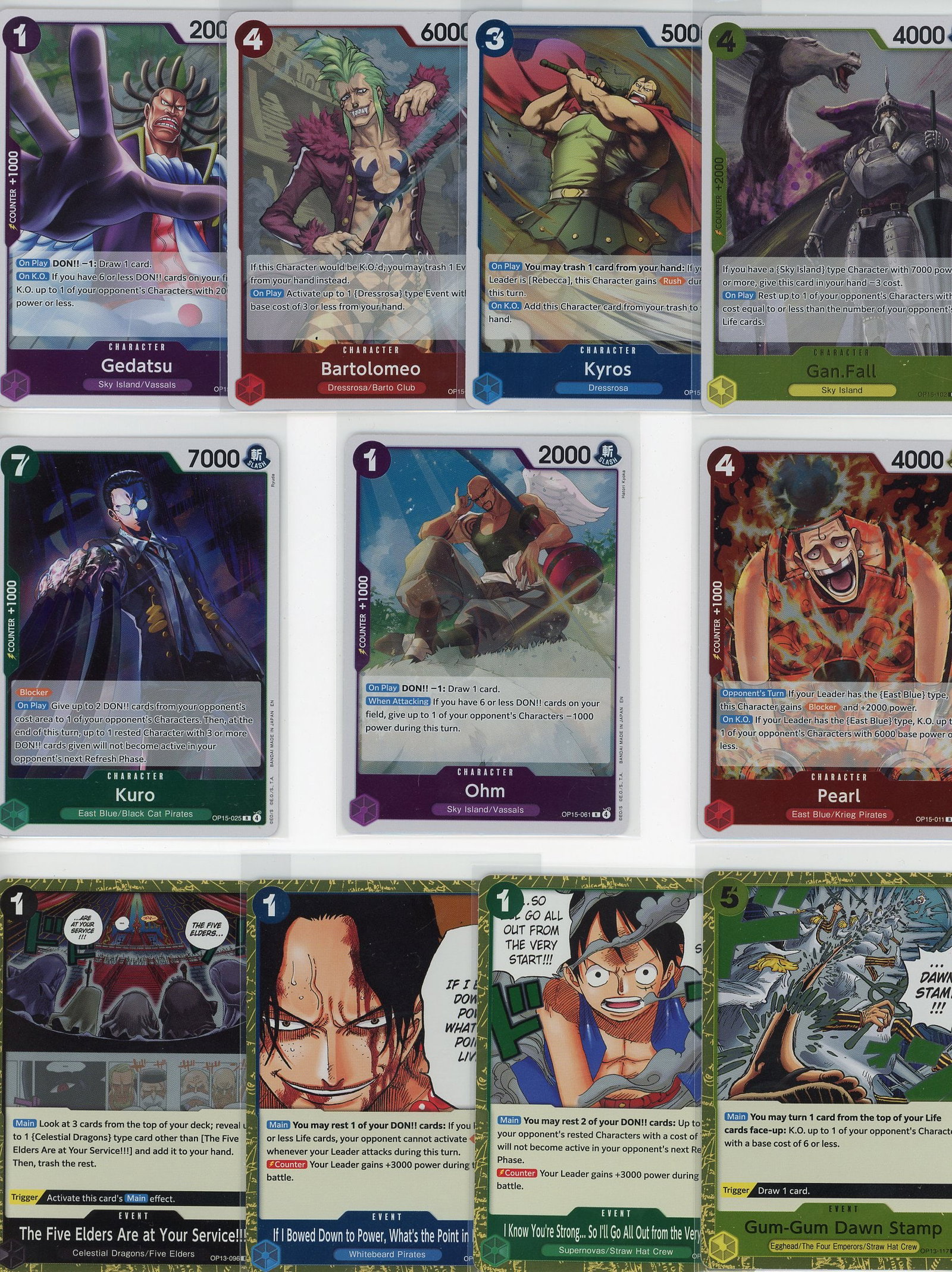 Lot of 10 One Piece Foil Trading Cards - Bandai T: This lot contains 10 One Piece foil trading cards from Bandai's official One Piece Trading Card Game. The collection features a mix of character cards including fan-favorite characters such as