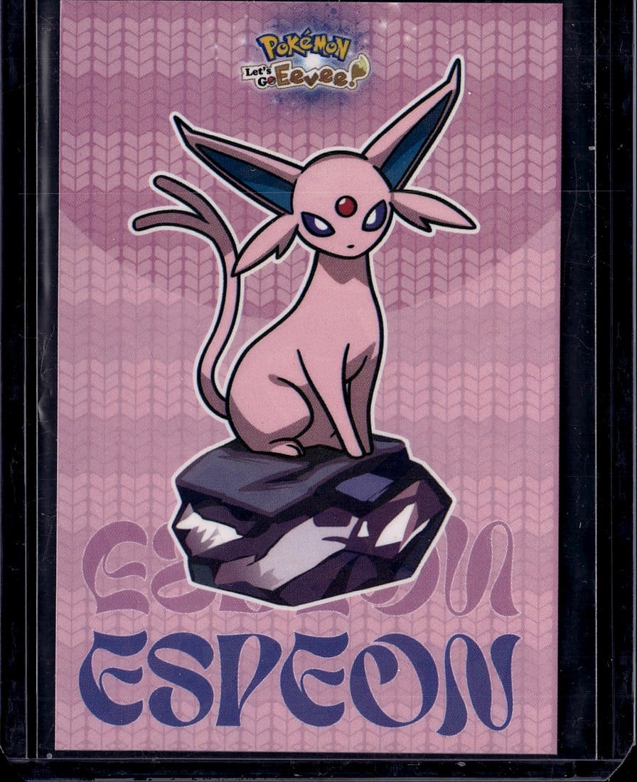2024 Espeon Let's Go Eevee Fan Art Card Mint Cond: The Let's Go Eevee Card Database is an unofficial, fan-made card set produced in Peru featuring Eevee and all its Eeveelutions, including Espeon, with cracked ice holo designs. These are non-TCG colle