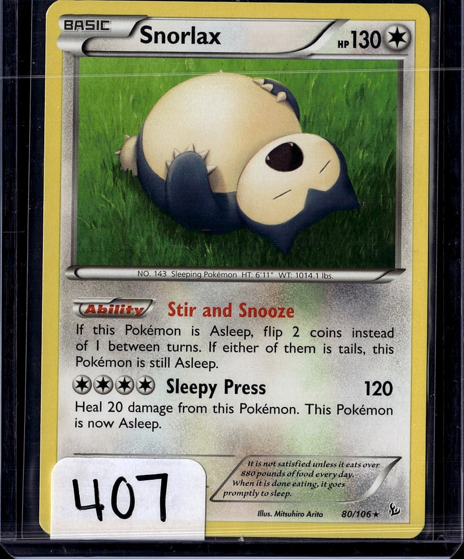 1999 Wizards of the Coast Jungle Snorlax 11/64 Po: Snorlax 11/64 is a Holo Rare card from the 1999 Pokemon TCG Jungle set, published by Wizards of the Coast. It features the Pokemon Power 'Thick Skinned,' which prevents Snorlax from being Asleep,