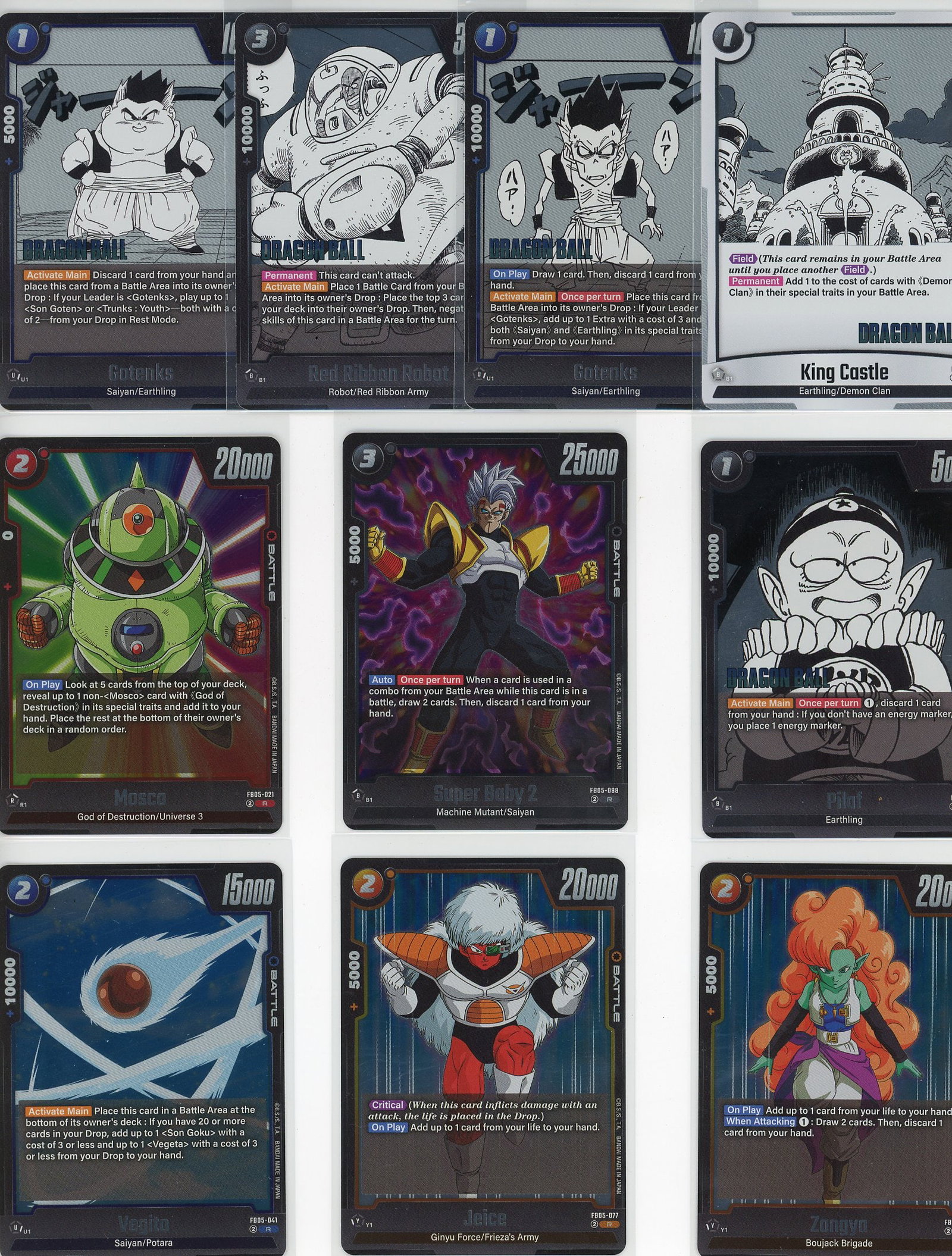 Lot of 10 Dragon Ball Z Foil Cards - Bandai TCG C: This lot contains 10 Dragon Ball Z foil cards from Bandai's trading card game. The collection features iconic characters and powerful battle cards from the Dragon Ball Z universe, including characters