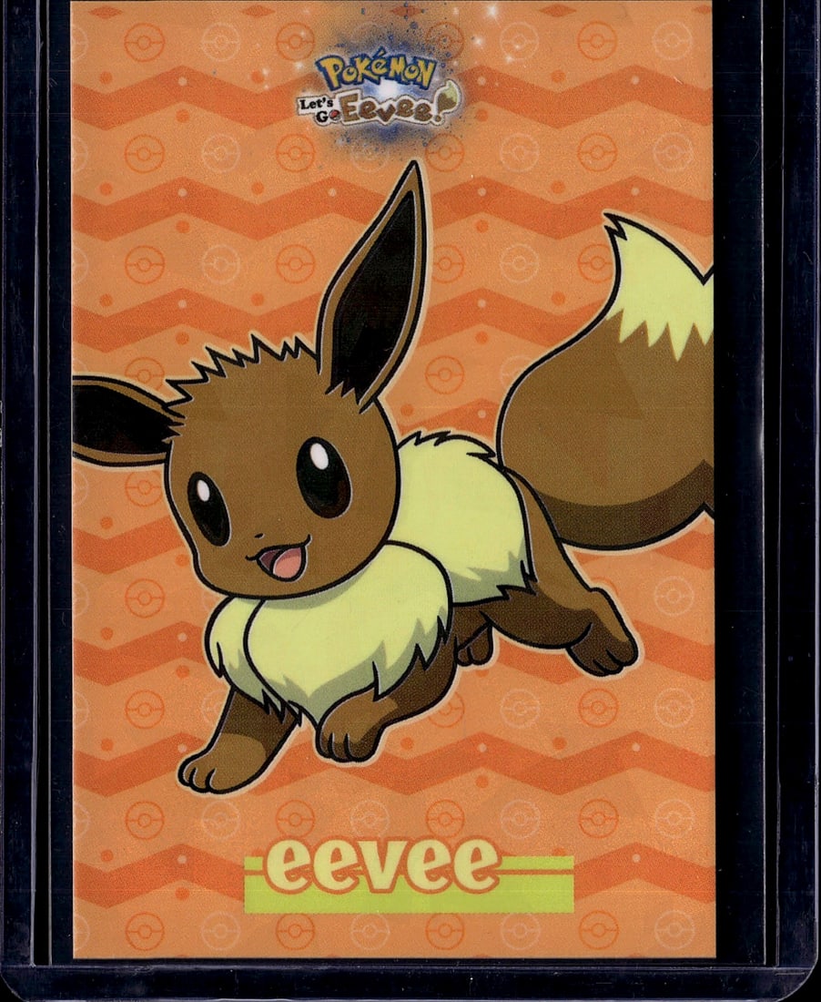 Pokemon Let's Go Eevee Trading Card - Official TC: This is an official Pokemon trading card from the Pokemon Let's Go Eevee series, one of the most popular Pokemon franchises of recent years. The card features Eevee, the beloved Normal-type Pokemon