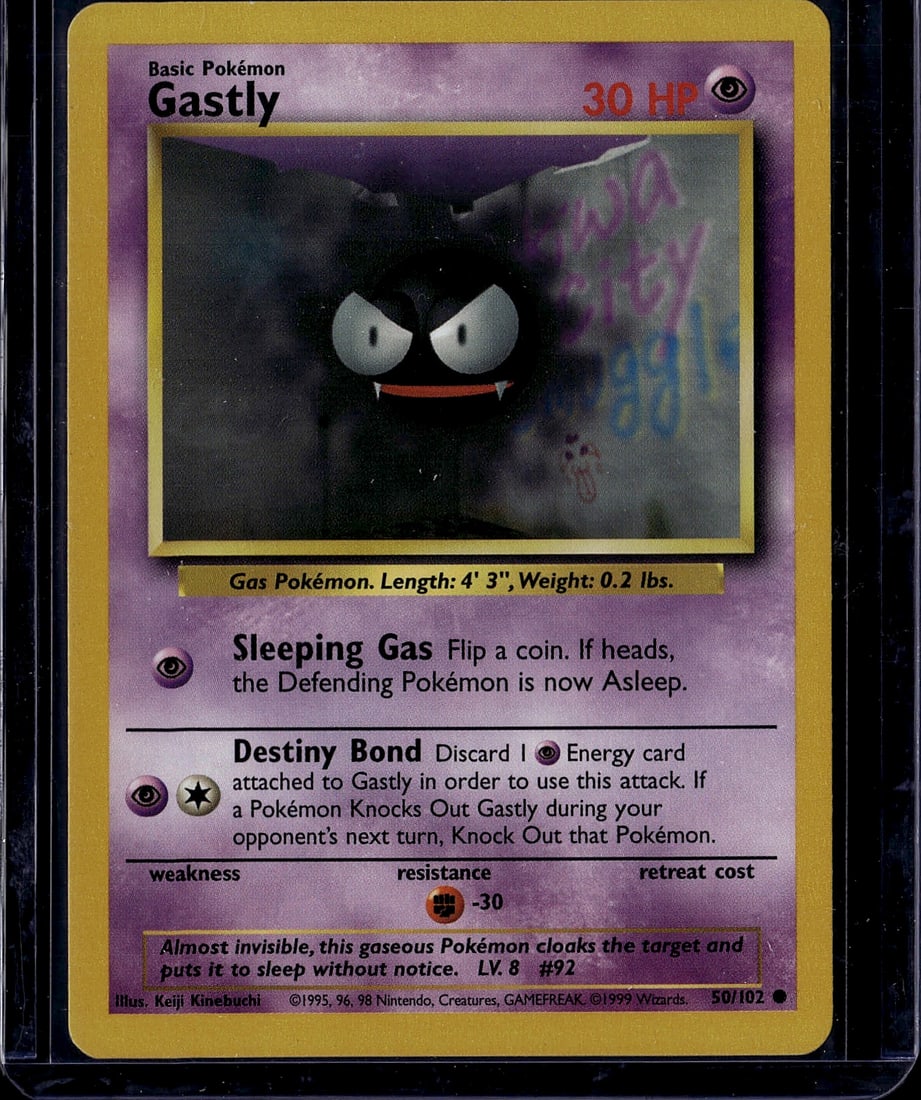 Gastly 50/102 Pokemon Base Set 1999 Nintendo Card (1 of 1)