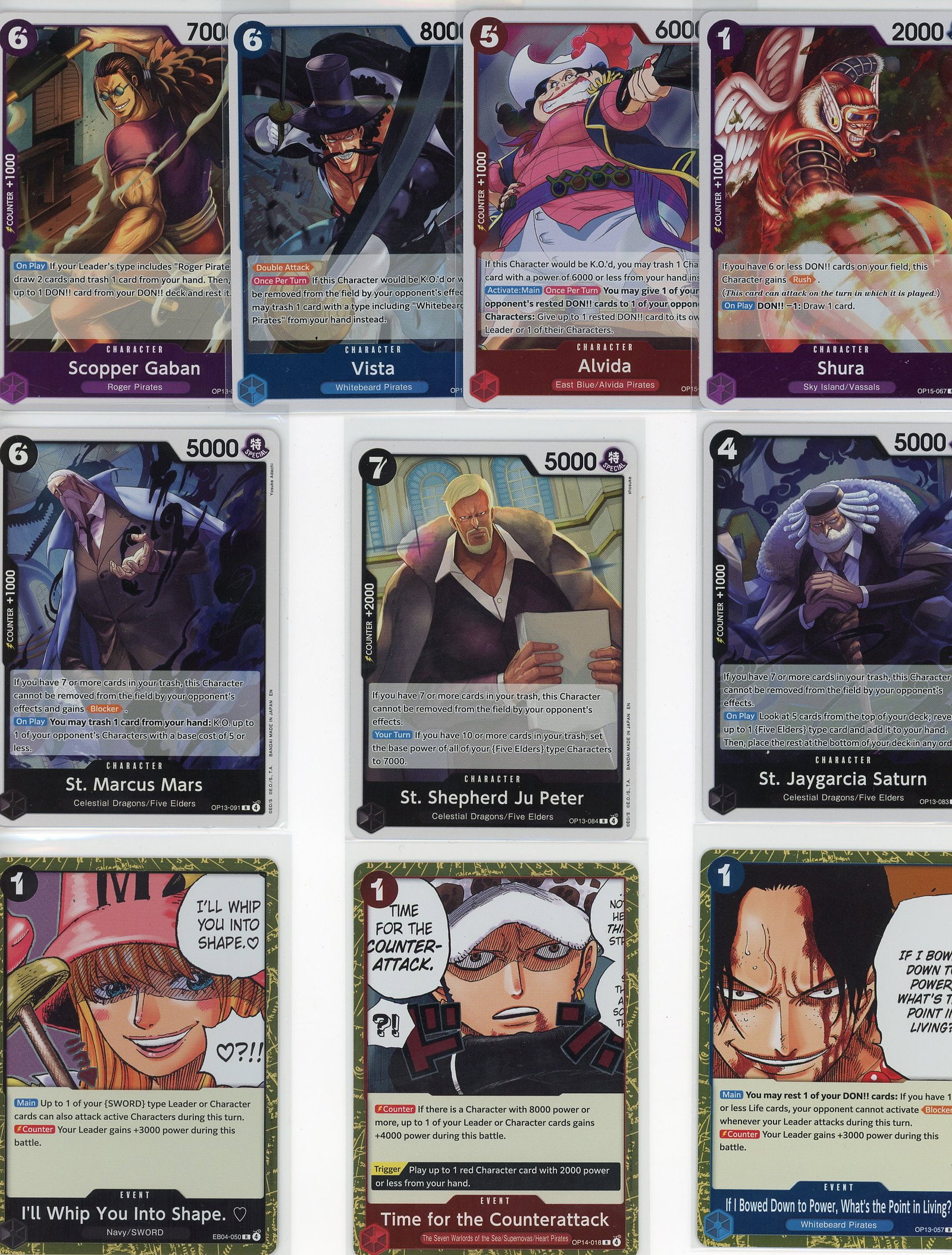 Lot of 10 One Piece Foil TCG Cards - Bandai Mixed: This lot includes 10 One Piece Trading Card Game foil cards from Bandai's popular TCG series. The collection features a mix of character cards spanning various pirate crews and factions from the One P
