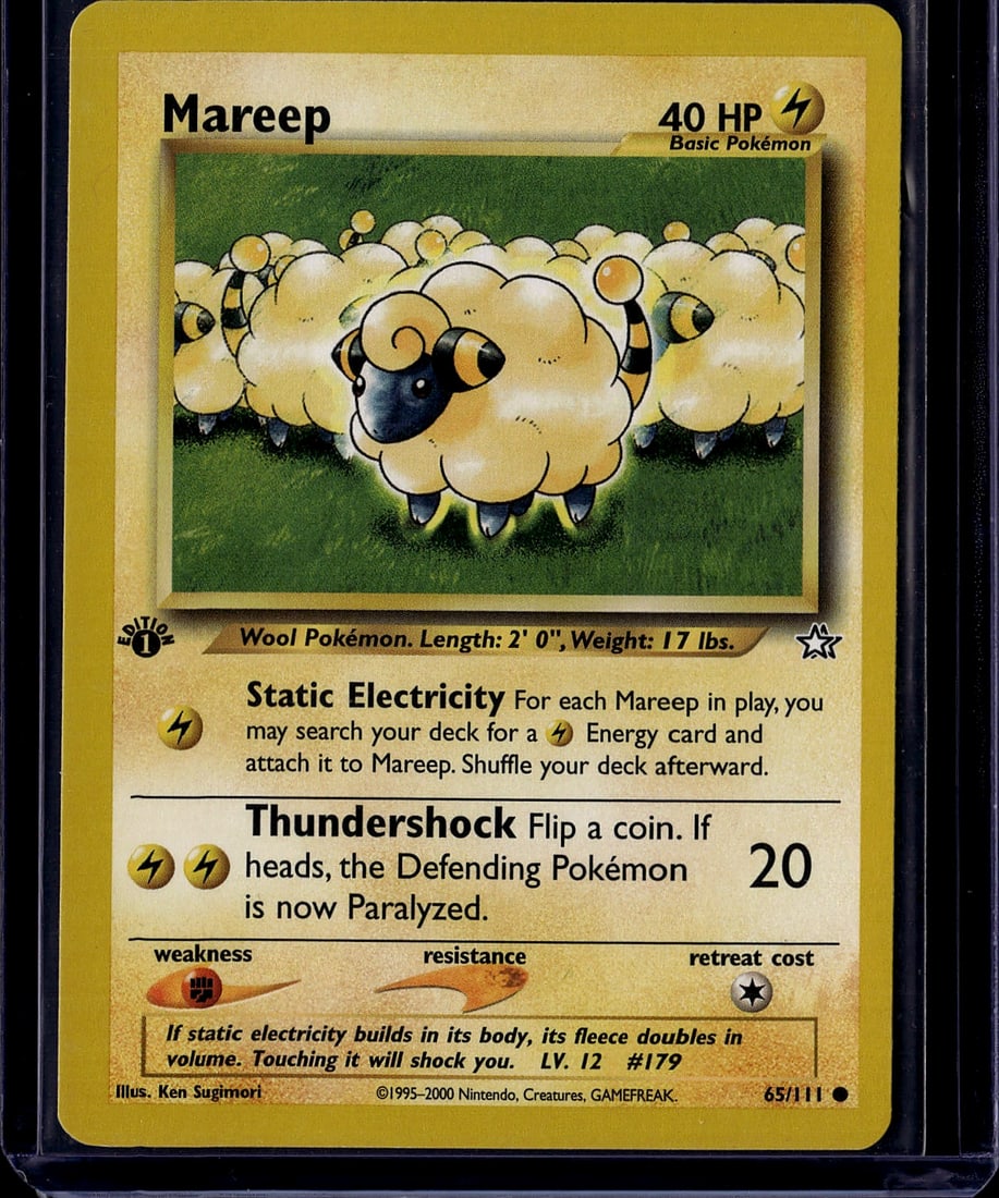 2000 Wizards of the Coast Neo Genesis Mareep 65/1: Mareep 65/111 is a Common card from the Pokemon TCG Neo Genesis set, released in February 2000. Neo Genesis was the first set to introduce Generation II Pokemon to the English TCG and contains 111 car