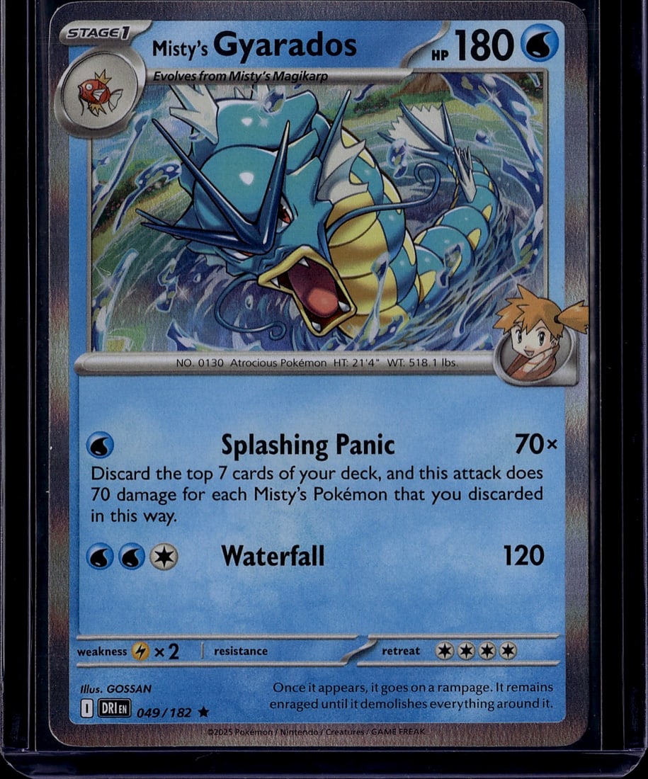 2025 Pokemon Scarlet Violet Destined Rivals Misty: Misty's Gyarados is a Stage 1 Water-type Pokemon card from the Scarlet & Violet-Destined Rivals expansion, the tenth and final main expansion of the Scarlet & Violet series, released May 30, 2025. It 