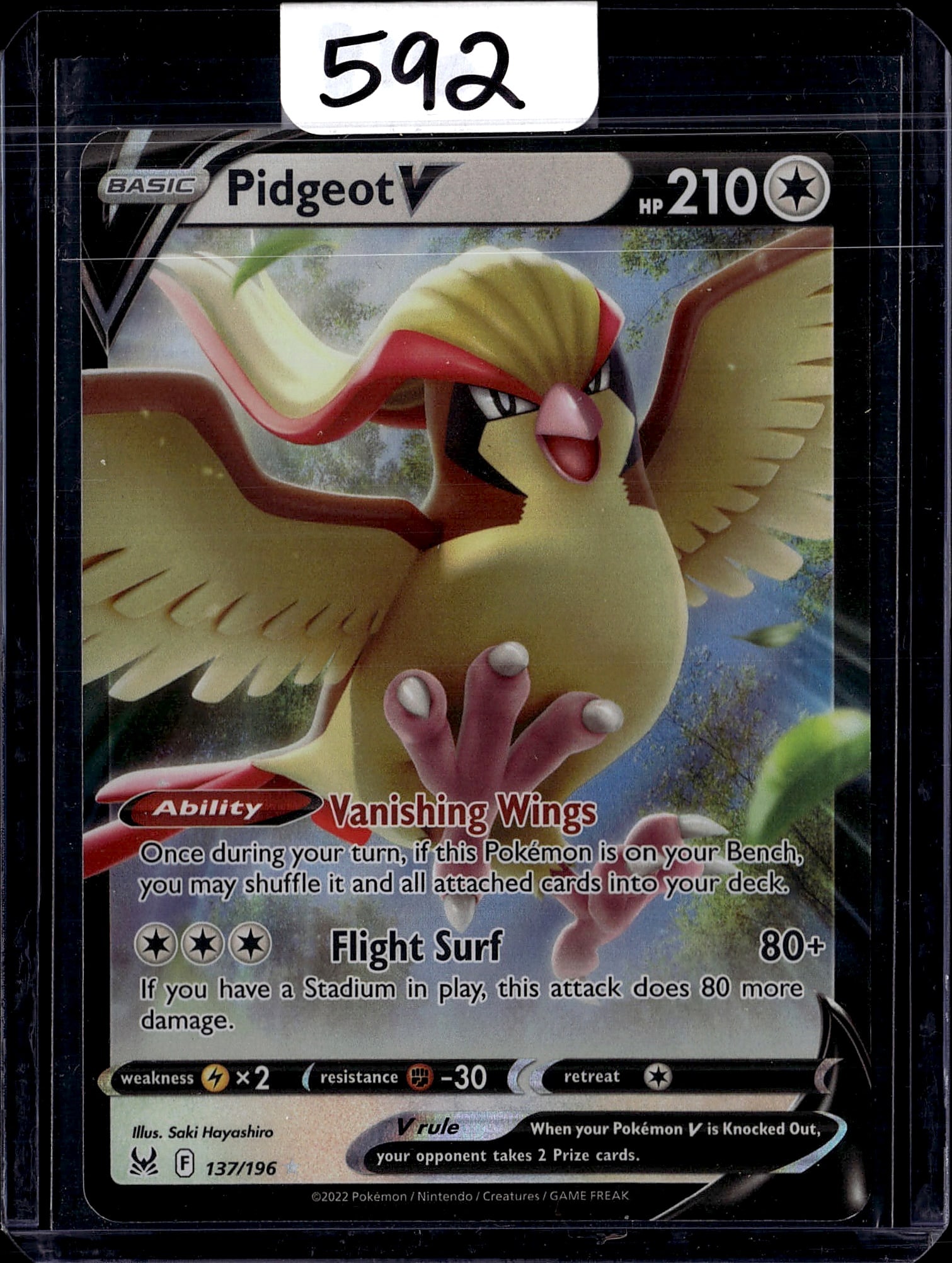 2022 Pokemon Sword & Shield Lost Origin Pidgeot V (1 of 1)