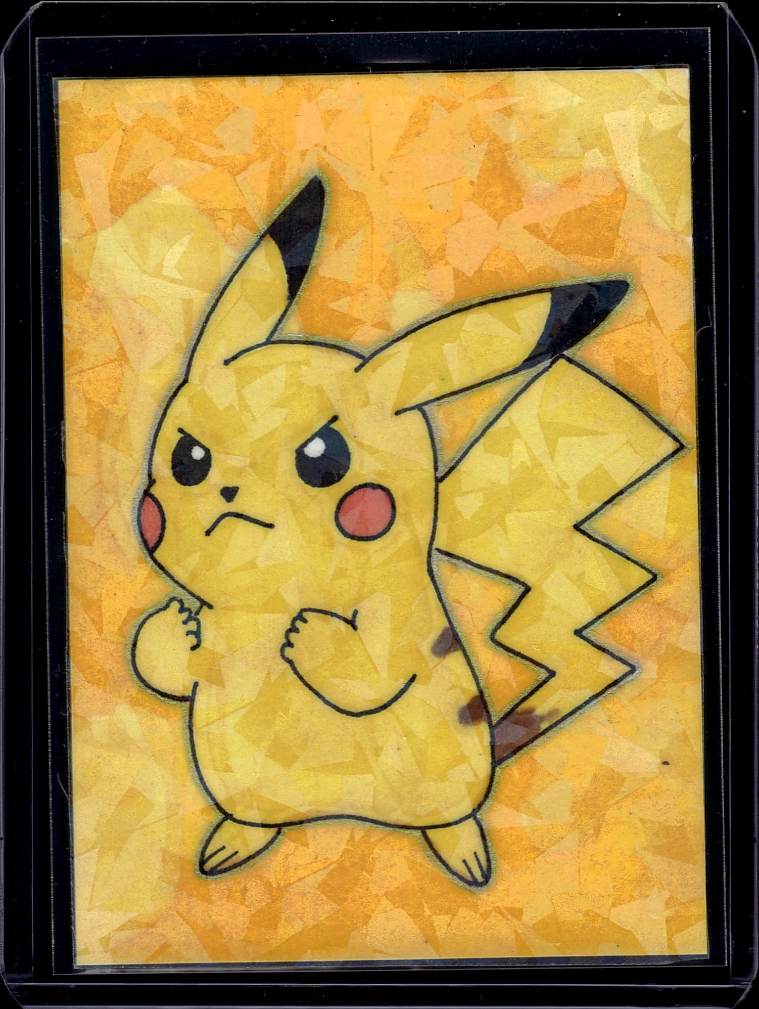 Pikachu Pokemon Single Card - Vintage Raw Card Co: This is an authentic Pikachu Pokemon trading card single from a vintage to modern set. The card features the iconic electric-type Pikachu character in its classic pose with characteristic angry expres