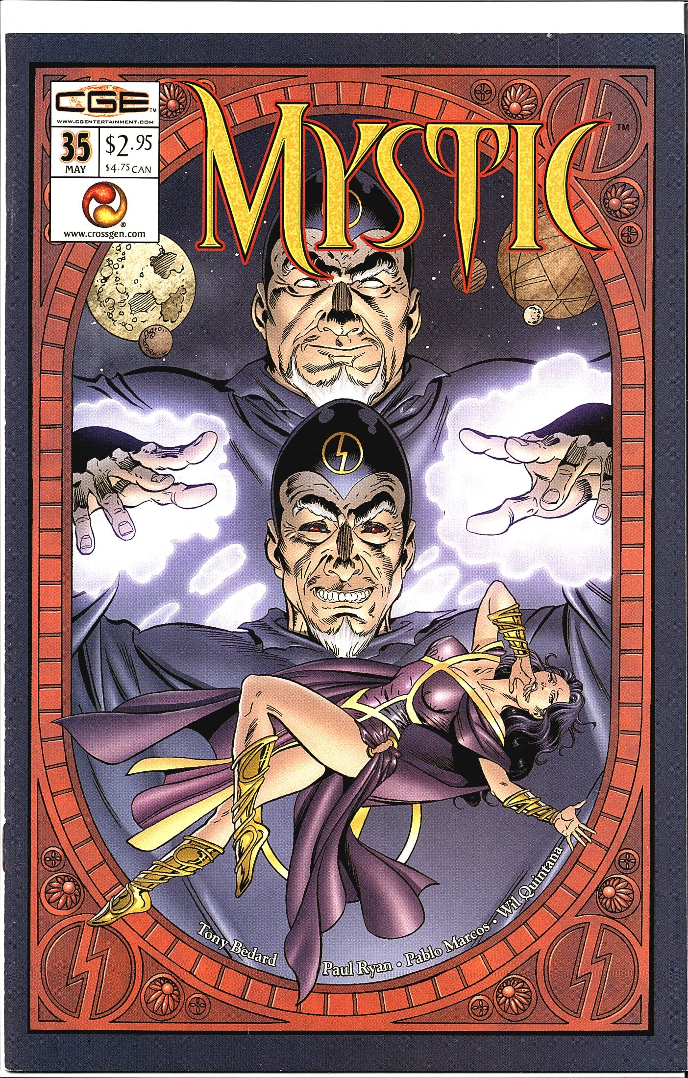 2003 CrossGen Mystic #35 Comic Book: Mystic #35 published by CrossGen Entertainment, cover dated May, priced at $2.95 USD / $4.75 CAN. Written by Tony Bedard with art by Paul Ryan and Pablo Marcos, colors by Wil Quintana. The cover featu