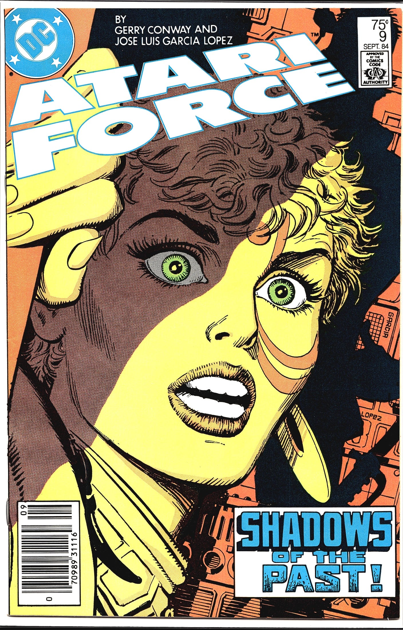 1984 DC Atari Force #9 Newsstand Edition Comic Bo: Atari Force #9, published by DC Comics, cover dated September 1984, priced at 75 cents on the cover. Written by Gerry Conway with art by Jose Luis Garcia-Lopez, this issue is titled 'Shadows of the