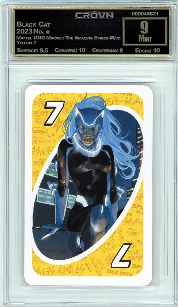 2023 Black Cat Mattel UNO Marvel: The Amazing Spi: Graded by Crown Grading. Grade: 9.00. Mint