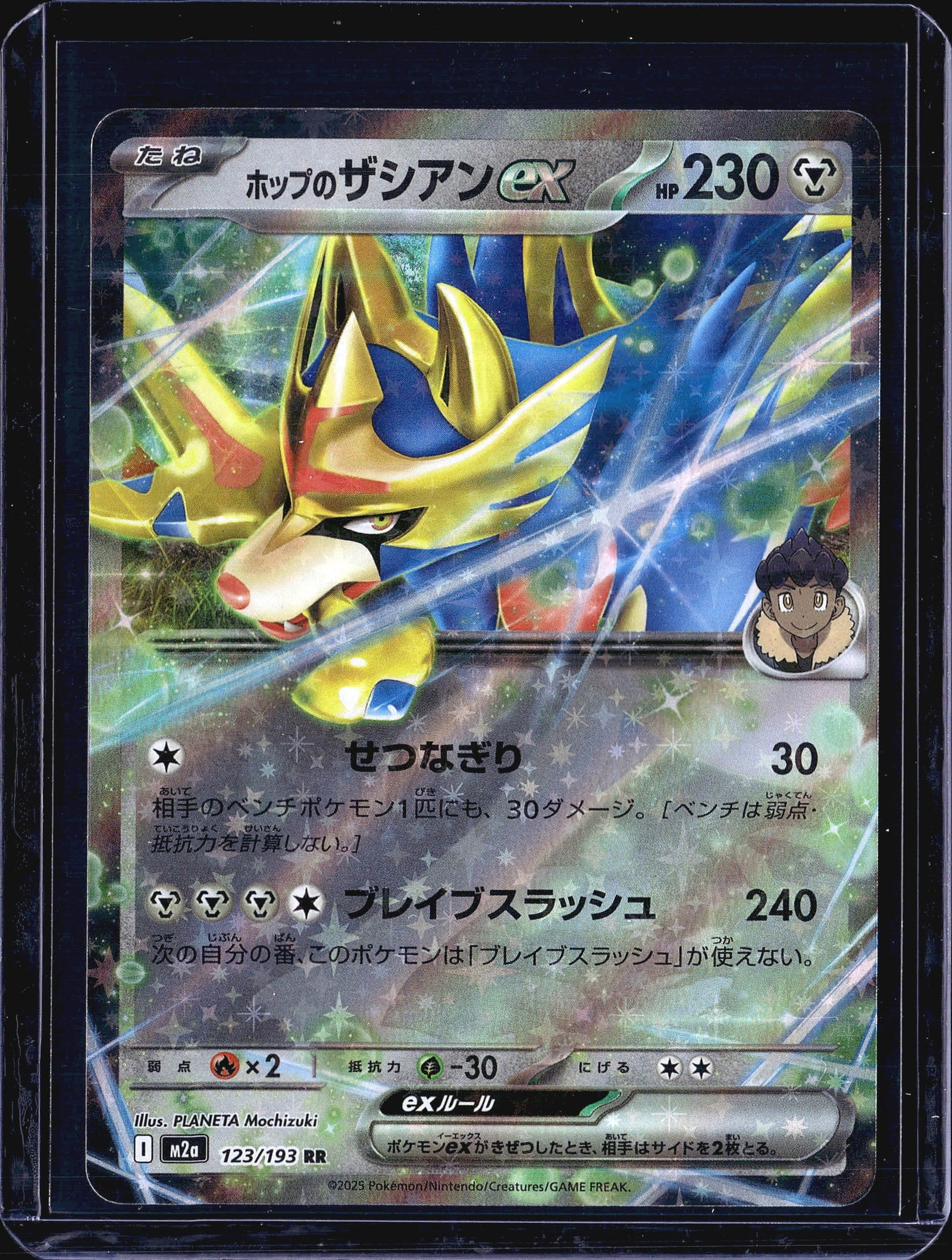 2025 Pokemon MEGA Dream ex Hop's Zacian 123/193 D: This is a Japanese-language Pokemon TCG card featuring Hop's Zacian ex (ex), card number 123/193, from the Terastal Festival ex set (M2a). The card carries an HP of 230 and the Double Rare (RR) rarity