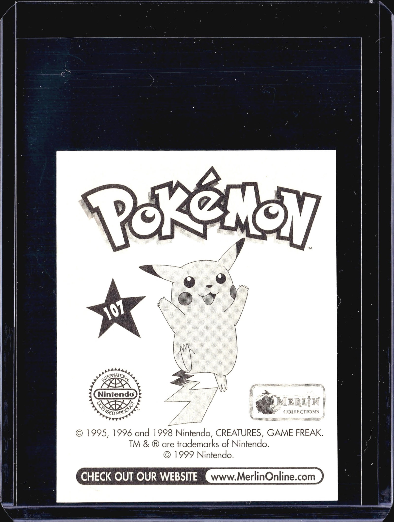 1999 Merlin Topps Pokemon Sticker Collection Seri: This is sticker #107 from the 1999 Merlin Pokemon Sticker Collection, featuring Hitmonchan, the Fighting-type Pokemon known for its boxing gloves. The front displays Hitmonchan in a fighting stance