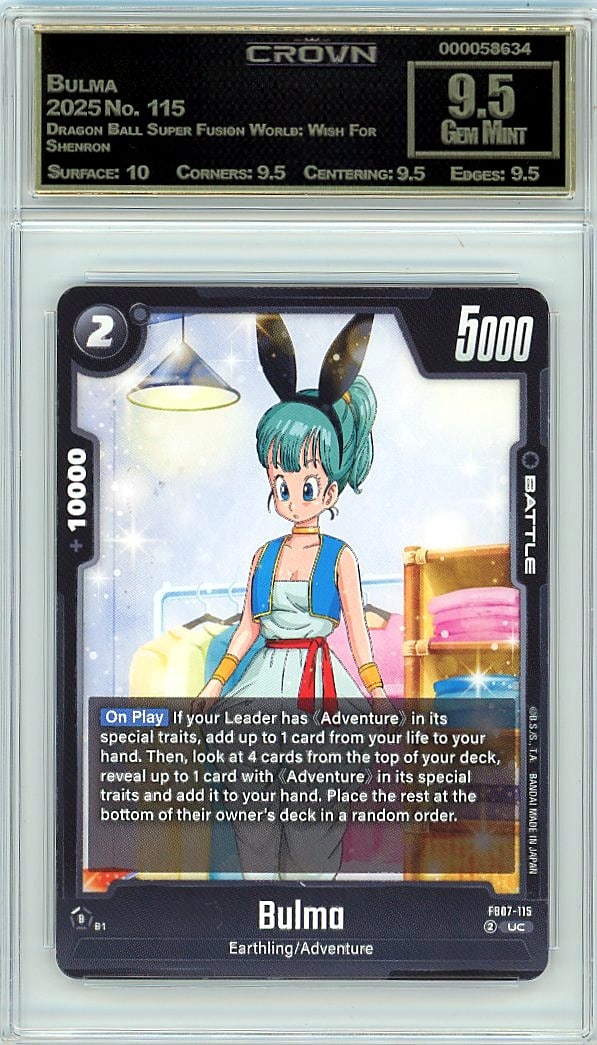 2025 Bulma Dragon Ball Super Fusion World Wish Fo: This is a 2025 Bulma card from the Dragon Ball Super Fusion World: Wish For Shenron set, card number 115. A key piece for Dragon Ball Super Fusion World collectors, this card features Bulma and repres