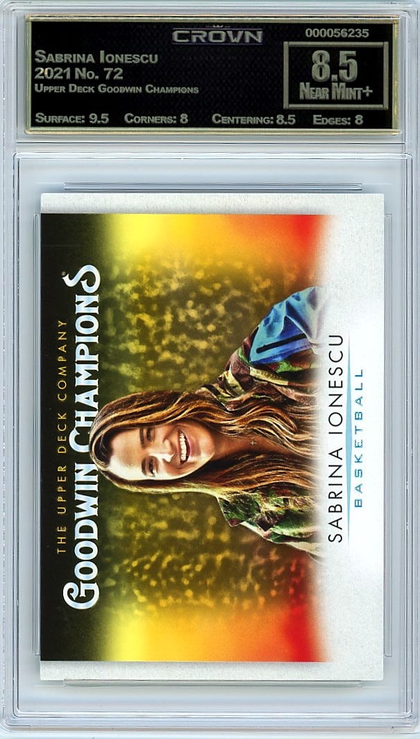 2021 Sabrina Ionescu Upper Deck Goodwin Champions: This is a 2021 Sabrina Ionescu card from the Upper Deck Goodwin Champions set, card number 72. It captures the WNBA star during her rookie season, a pivotal moment in her professional basketball caree