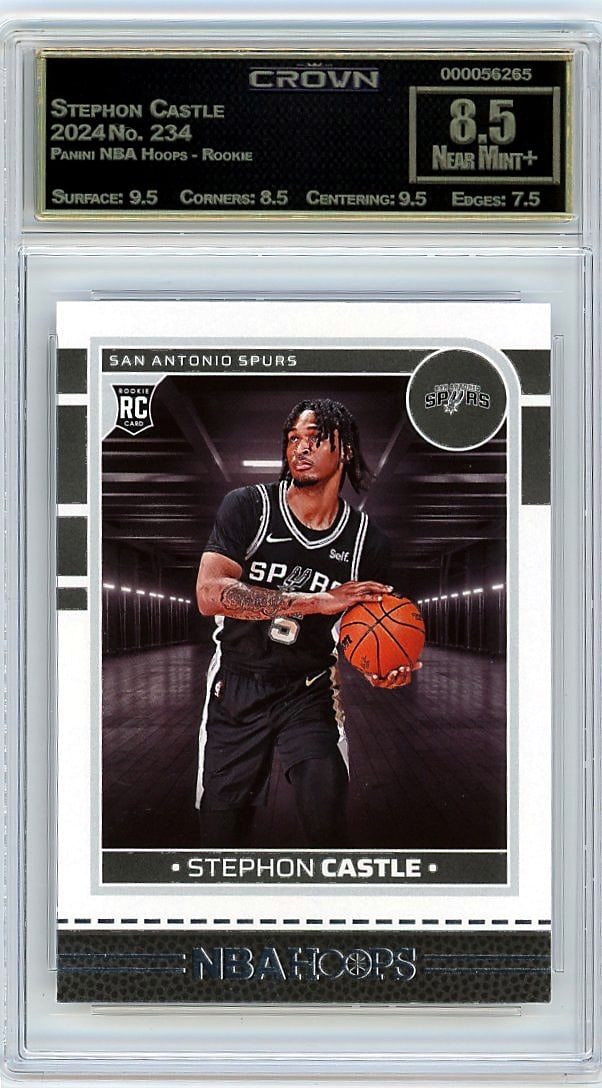 2024 Stephon Castle Panini NBA Hoops Rookie #234: This is a 2024 Stephon Castle rookie card from the Panini NBA Hoops set, card number 234. As a rookie card of an emerging NBA talent, this piece captures Castle's entry into professional basketball