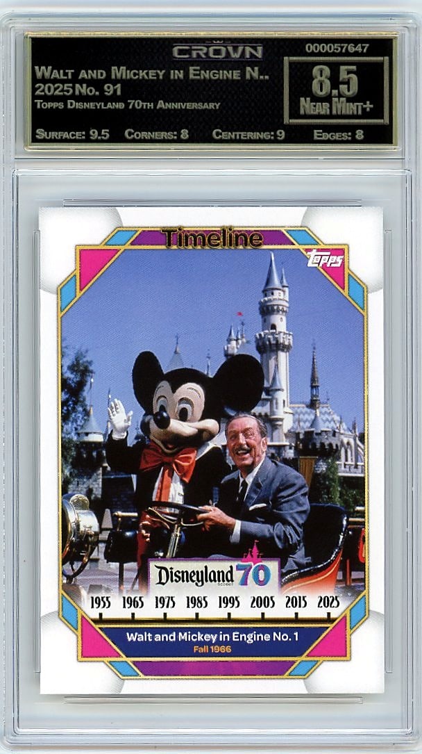 2025 Walt and Mickey in Engine N.. Topps Disneyla: Graded by Crown Grading. Grade: 8.50. Near Mint+