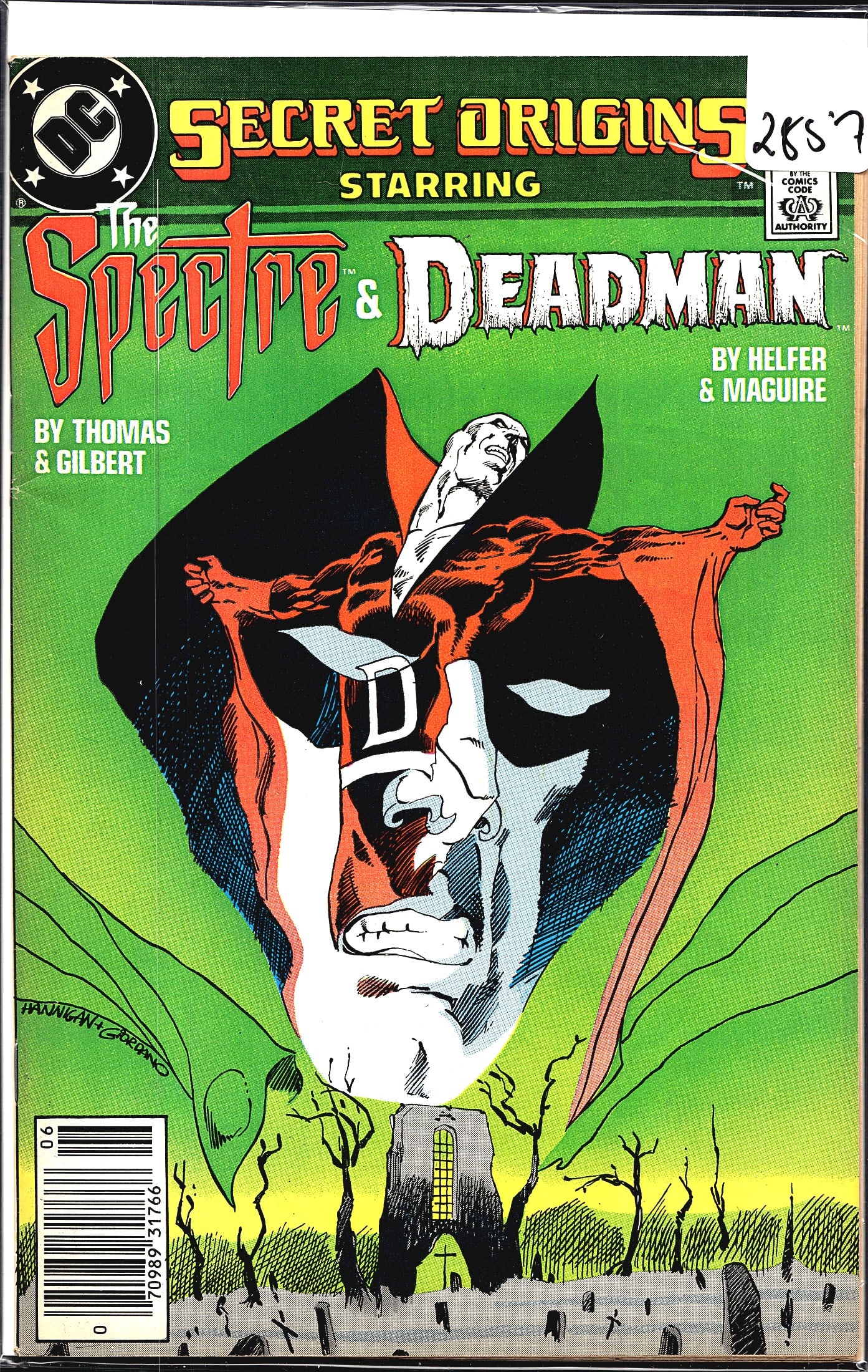 1987 DC Secret Origins #15 The Spectre & Deadman: This is an issue of DC Comics' Secret Origins series, featuring dual origin stories starring The Spectre and Deadman. The Spectre story is written by Thomas and illustrated by Gilbert, while the Deadm