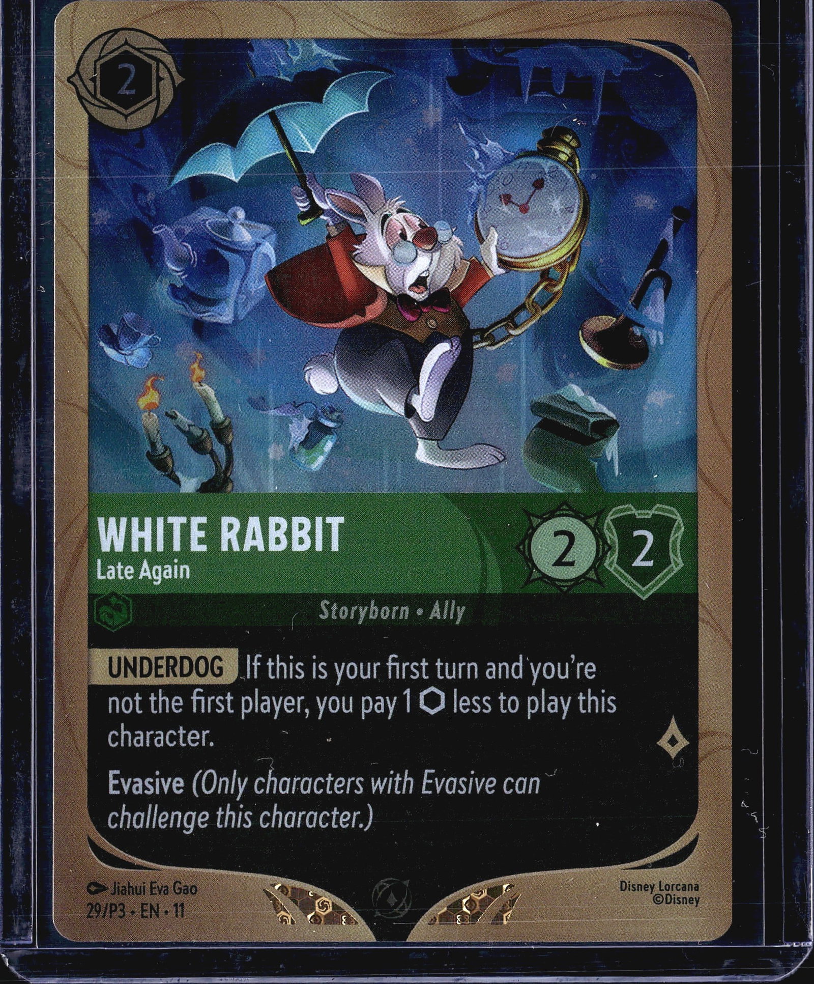 2025 Disney Lorcana Archazia's Island White Rabbi: This is a 2025 Disney Lorcana card featuring White Rabbit from the Archazia's Island set. The card is numbered 89/204 and is an Uncommon (UC) variant. This card showcases the character White Rabbit -