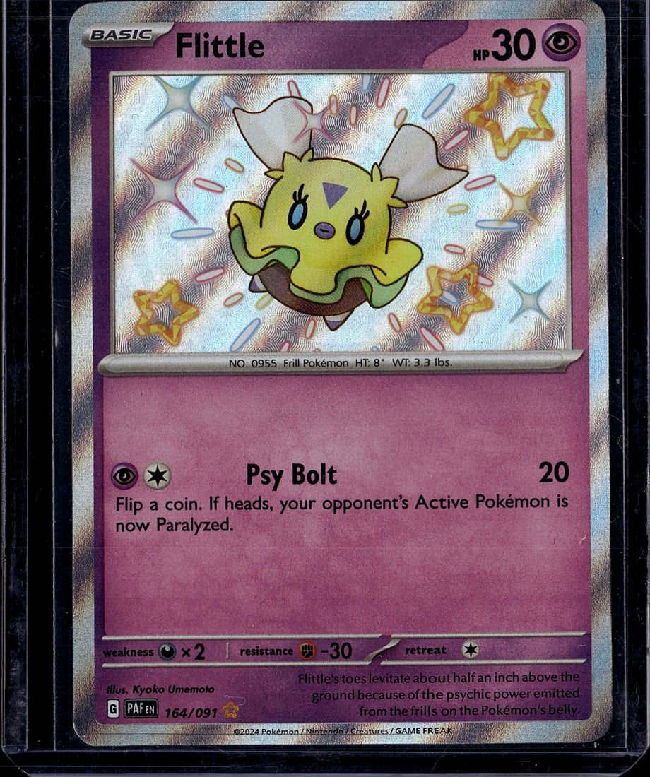 Flittle 164/091 Pokemon Scarlet Violet Card - Psy: This is a raw Flittle Pokemon trading card from the Scarlet & Violet expansion set, card number 164/091. Flittle is a Basic Psychic-type Pokemon with 30 HP, featuring the attack "Psy Bolt" which costs