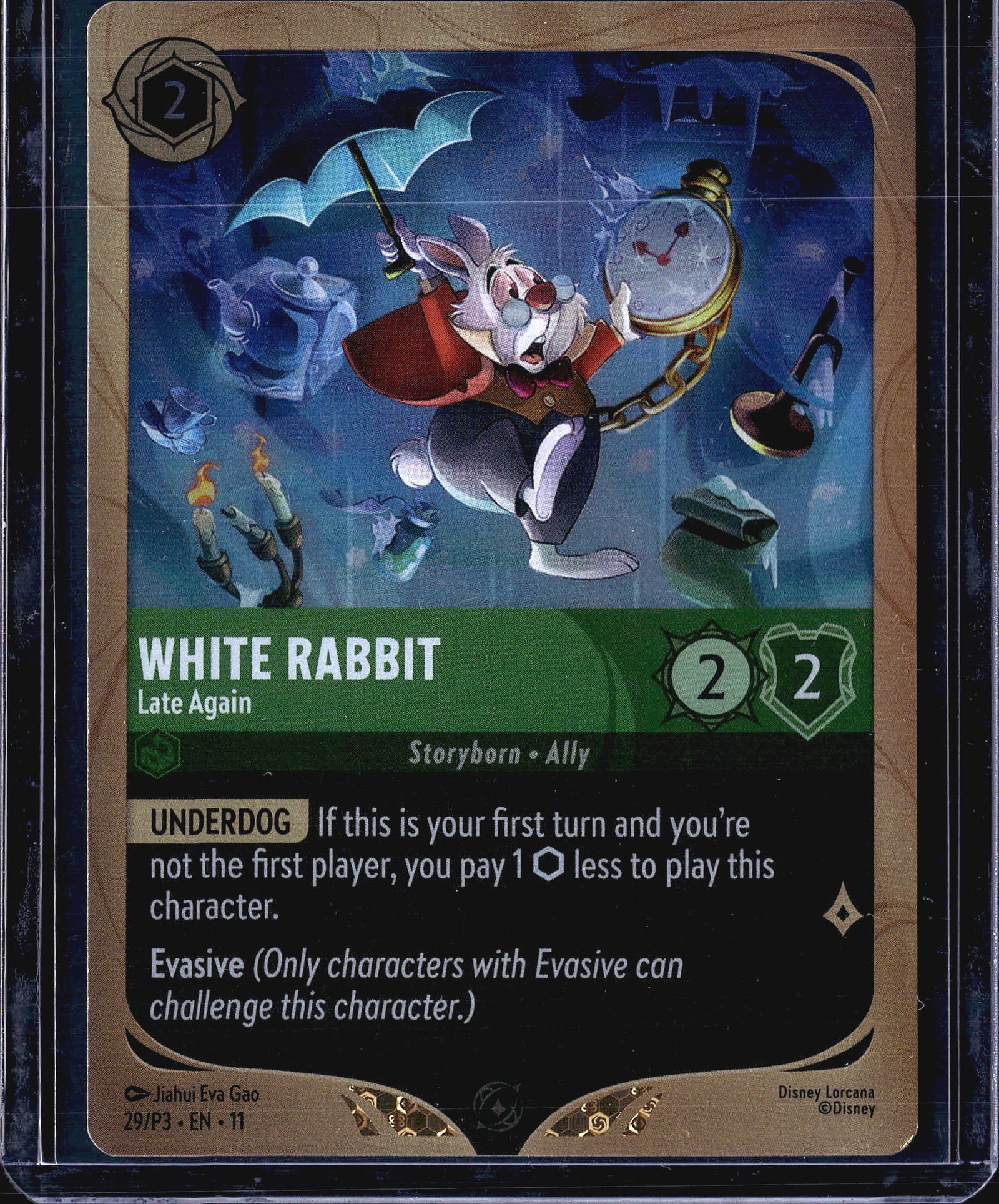 2024 Disney Lorcana Winterspell White Rabbit 89/2: This is a 2024 Disney Lorcana Winterspell card featuring White Rabbit, card number 89/204. The card is in foil variant, which adds visual appeal with its reflective finish. This card is from the Winte