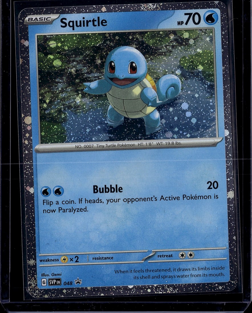 Squirtle Base Set 007/102 Pokemon Card Raw Near M: This is an authentic Pokemon Base Set Squirtle card (No. 007), a foundational and highly sought-after collectible from the original 1999 release. Squirtle, the iconic Tiny Turtle Pokemon, features the