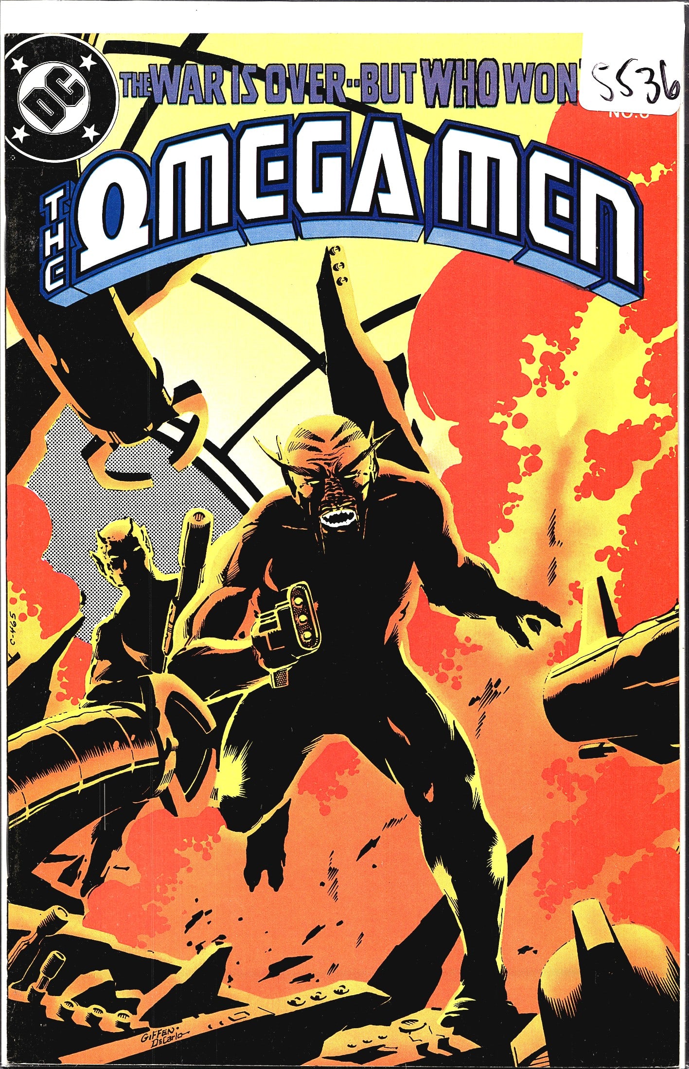 1983 DC The Omega Men #6 Comic Book: This is a raw copy of The Omega Men #6, published by DC Comics. The cover art is credited to Giffen and DiCarlo as noted in the bottom corner of the cover. The issue features the tagline 'The War Is O