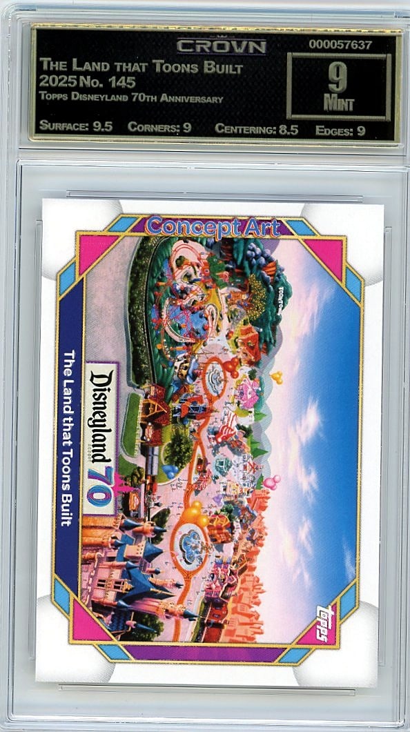 2025 The Land that Toons Built Topps Disneyland 7: Graded by Crown Grading. Grade: 9.00. Mint