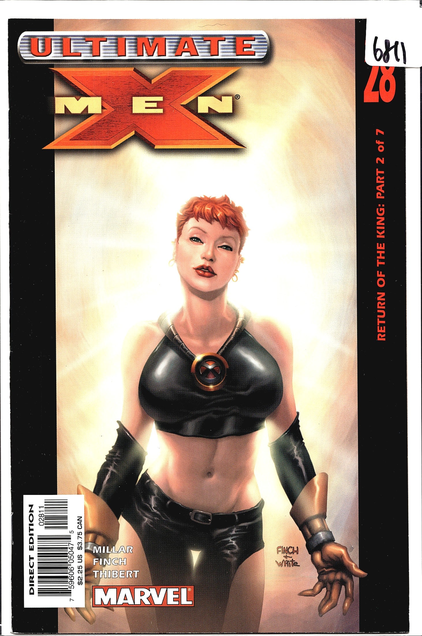 Ultimate X-Men #28 Marvel Comics Return of the Ki: Ultimate X-Men #28 published by Marvel Comics, featuring the story arc 'Return of the King: Part 2 of 7.' Written by Mark Millar with art by David Finch and inking by Art Thibert. The cover art by