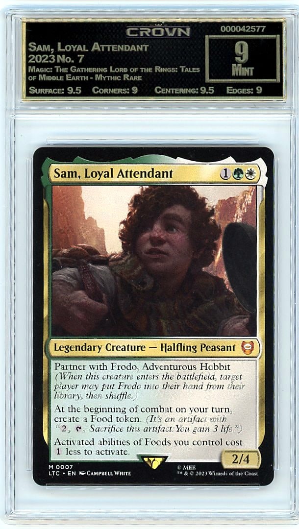 2023 Sam, Loyal Attendant Magic: The Gathering Lo: Graded by Crown Grading. Grade: 9.00. Mint