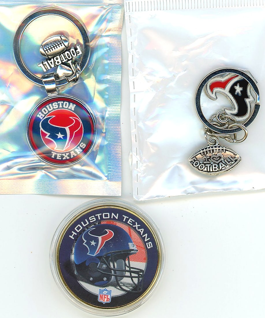 3-Piece Houston Texans NFL Football Keychains & C (1 of 1)