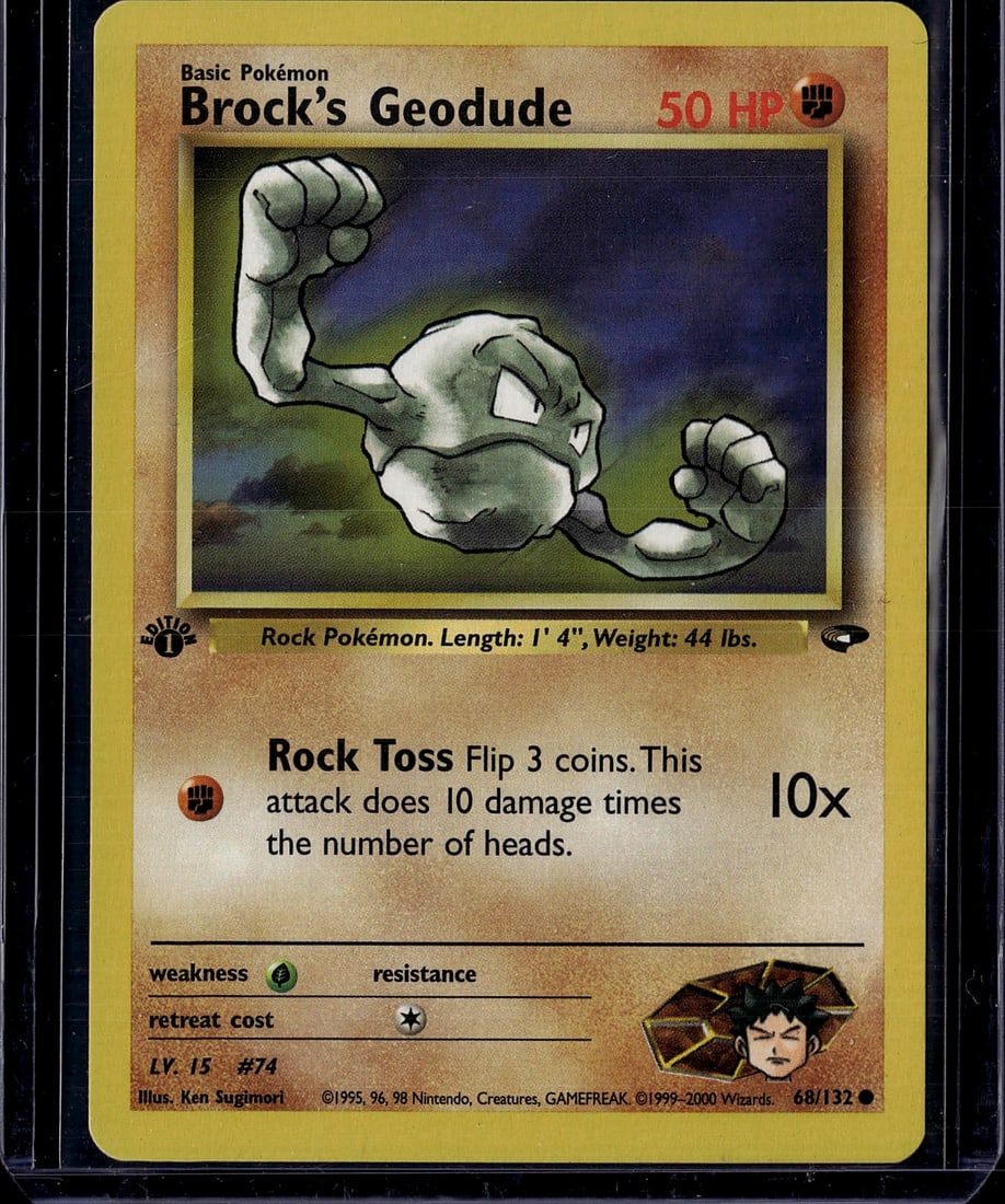 2000 Wizards of the Coast Gym Heroes Brock's Zuba: Brock's Zubat is a Common Fighting-type Basic Pokemon card from the Gym Heroes expansion, numbered 74/132. Gym Heroes was released on August 14, 2000 and contains 132 cards total. The listing's subjec