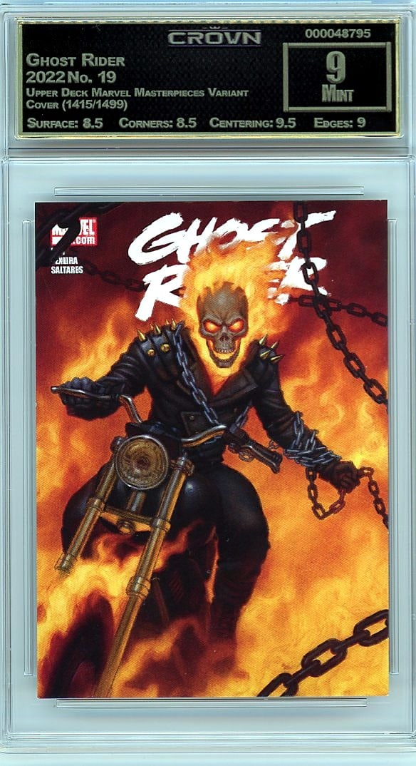 2022 Ghost Rider Upper Deck Marvel Masterpieces V: Graded by Crown Grading. Grade: 9.00. Mint