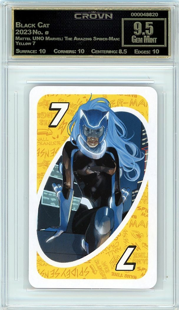 2023 Black Cat Mattel UNO Marvel: The Amazing Spi: Graded by Crown Grading. Grade: 9.50. Gem Mint