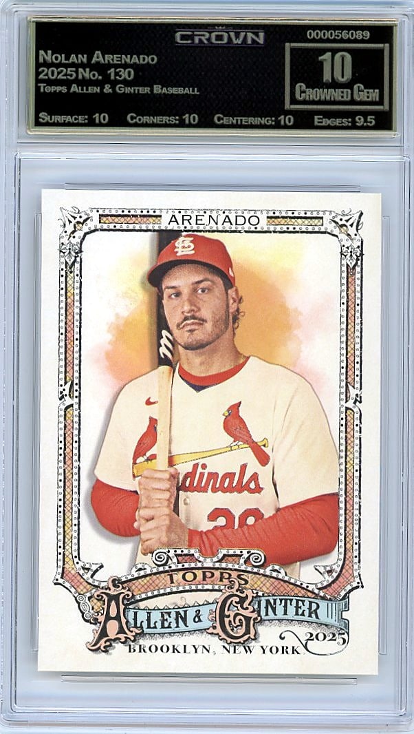 2025 Nolan Arenado Topps Allen & Ginter #130 Crow: This is a 2025 Nolan Arenado card from the Topps Allen & Ginter Baseball set, card number 130. Allen & Ginter is one of baseball's most iconic and collectible card lines, known for its distinctive