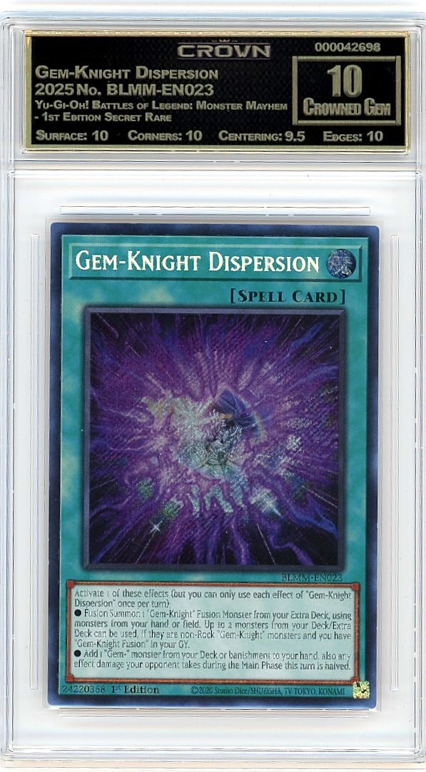 2025 Gem-Knight Dispersion Yu-Gi-Oh! Battles of L: Graded by Crown Grading. Grade: 10.00. Crowned Gem