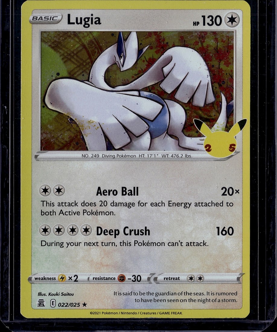 Lugia 249 Evolving Skies 2021 Pokemon Card - Near: This is a raw Lugia Pokemon trading card from the Evolving Skies set, released in 2021 by The Pokemon Company. Card number 249 features the legendary Diving Pokemon Lugia with an HP of 130. The card