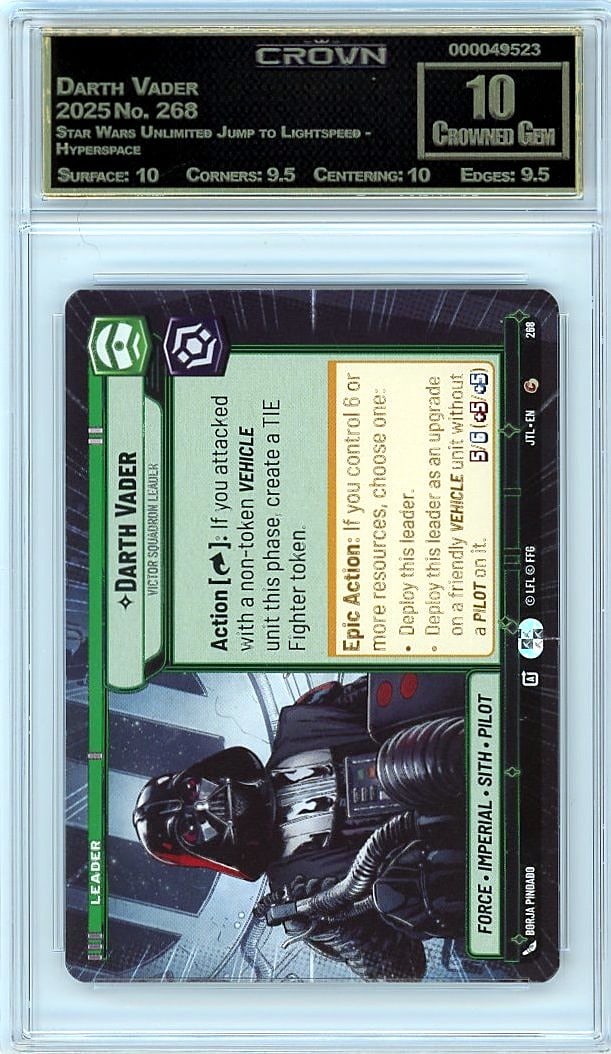 2025 Darth Vader Star Wars Unlimited Jump to Ligh: Graded by Crown Grading. Grade: 10.00. Crowned Gem