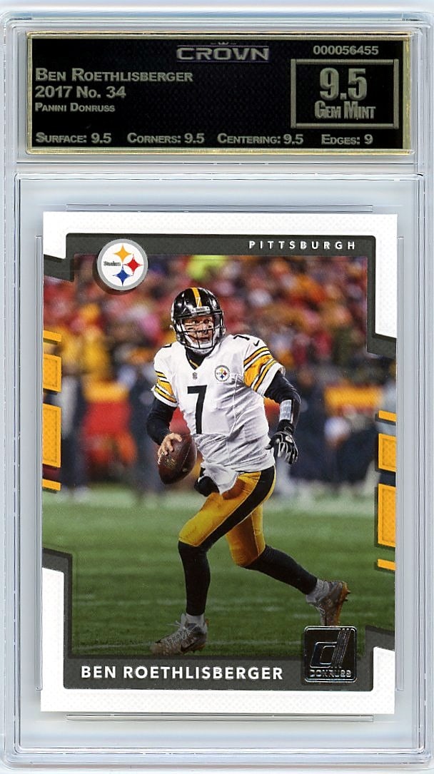 2017 Ben Roethlisberger Panini Donruss #34 Crown: This is a 2017 Ben Roethlisberger card from the Panini Donruss set, card number 34. It captures the Pittsburgh Steelers quarterback during a significant year in his NFL career, preserved in profession