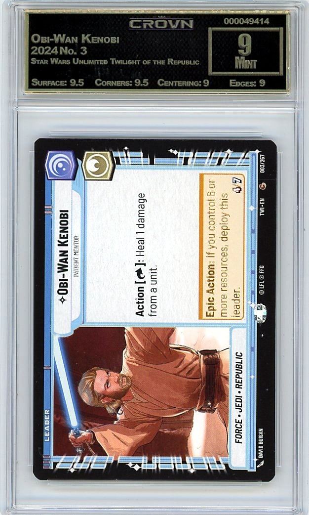 2024 Obi-Wan Kenobi Star Wars Unlimited Twilight: Graded by Crown Grading. Grade: 9.00. Mint