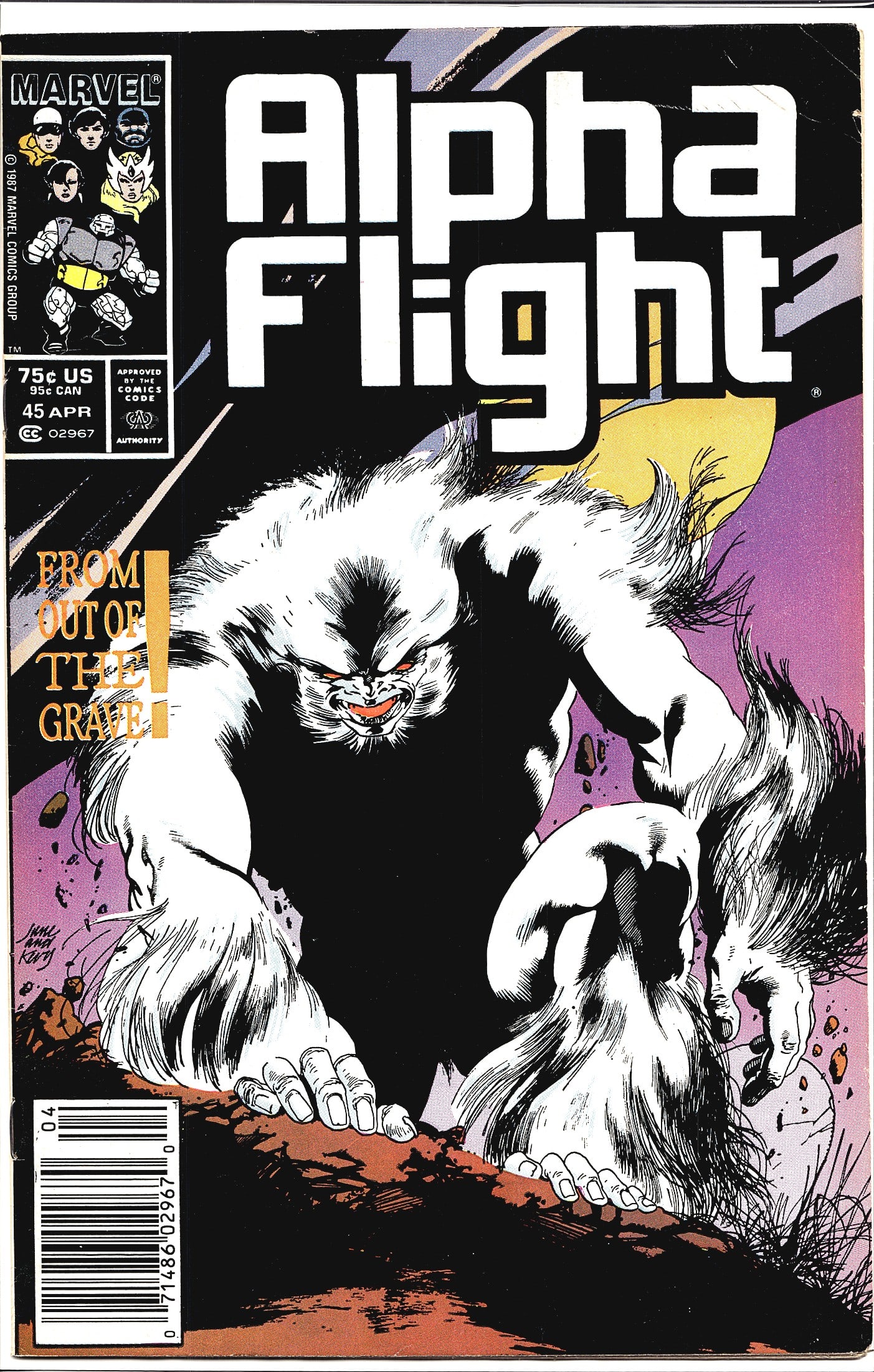 1987 Marvel Alpha Flight #45 Comic Book (1 of 1)