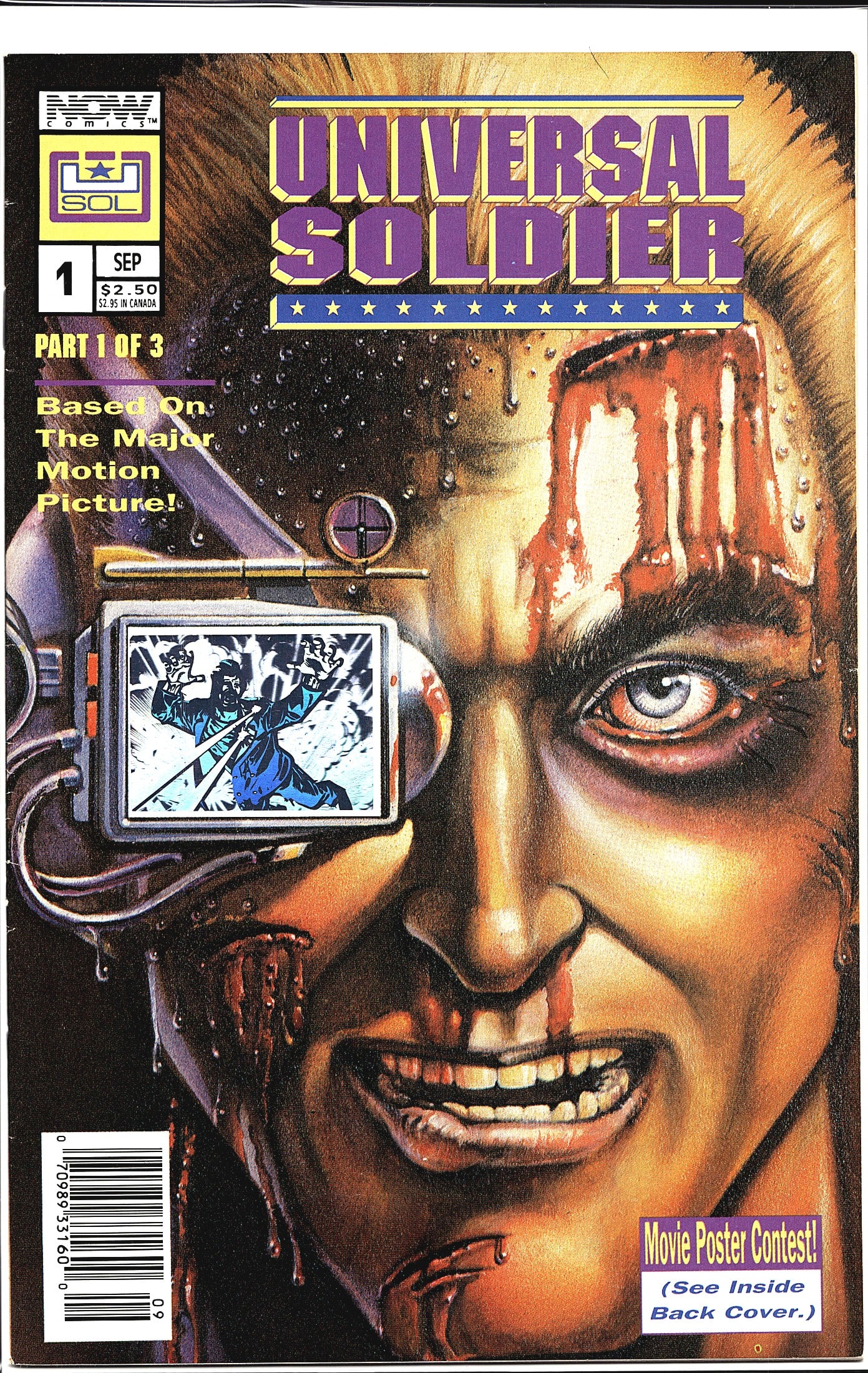 1992 NOW Comics Universal Soldier #1 Multiple Var: Universal Soldier #1 published by Now Comics, dated September 1992, priced at $2.50 ($2.95 in Canada). This is Part 1 of a 3-part limited series adapted from the major motion picture of the same