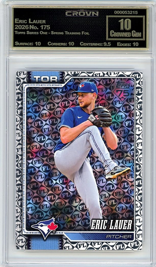 2026 Eric Lauer Topps Series One - Spring Trainin: Graded by Crown Grading. Grade: 10.00. Crowned Gem