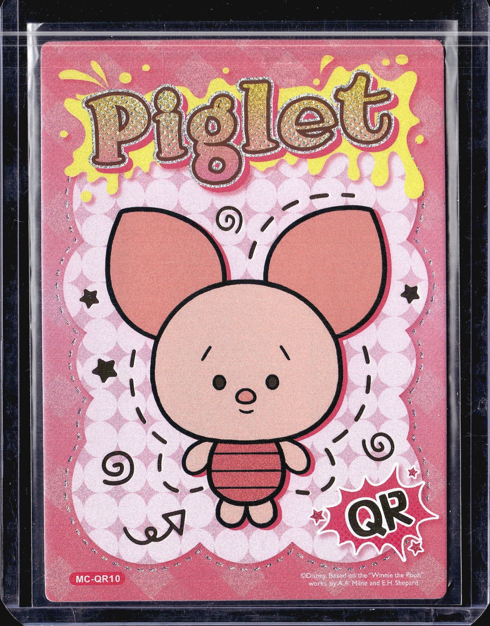 Piglet Disney Card MC-QR10 QR Variant Winnie the: This is a Disney collectible card featuring Piglet, the beloved character from the Winnie the Pooh series based on works by A.A. Milne and E.H. Shepard. The card is numbered MC-QR10 and includes a QR 